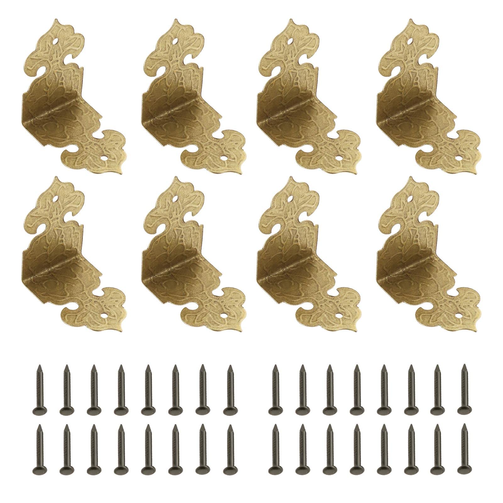 eMagTech 30PCS Vintage Corner Guard Metal Edge Cover Furniture Table Edge Decoration with Screws for Jewelry Box Storage Box Bronze