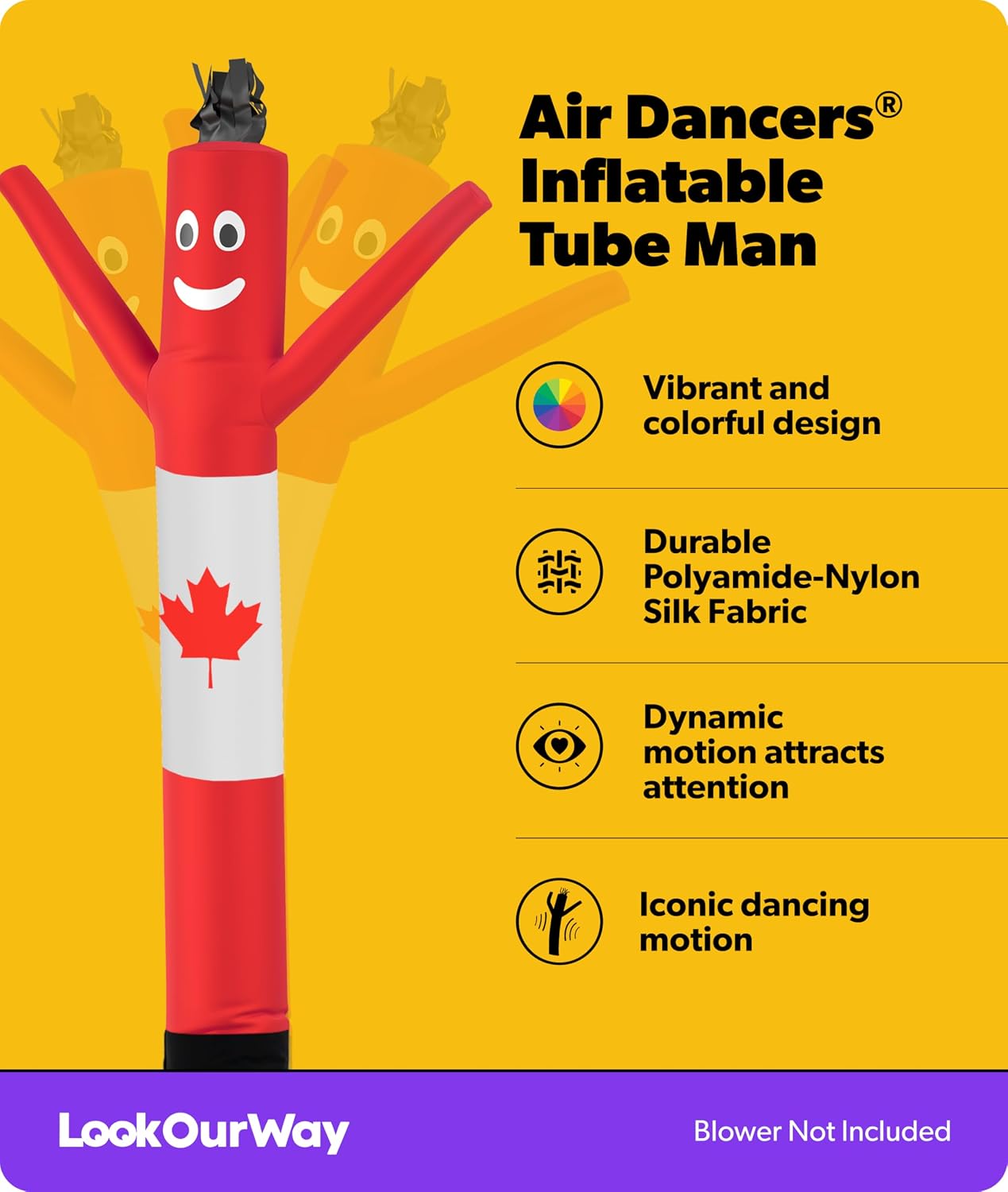 LookOurWay Air Dancers Wacky Waving Inflatable Tube Man Attachment - 6 Feet Tall Advertising Air Dancer Waving Man Inflatable Tube Guy - Blower Not Included - Canadian Flag