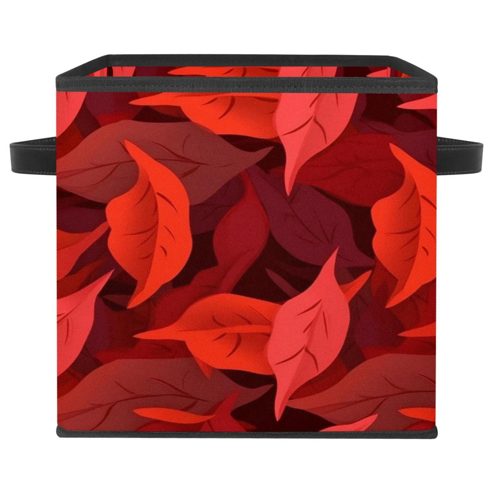Boîte de rangement pliable grand cube de rangement feuilles rouges pour étagères
