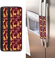 Vista 26 de Juego de 2 fundas para manija de puerta de refrigerador con estampado de copos de nieve de aguacate, protector de manija de puerta de cocina lavable