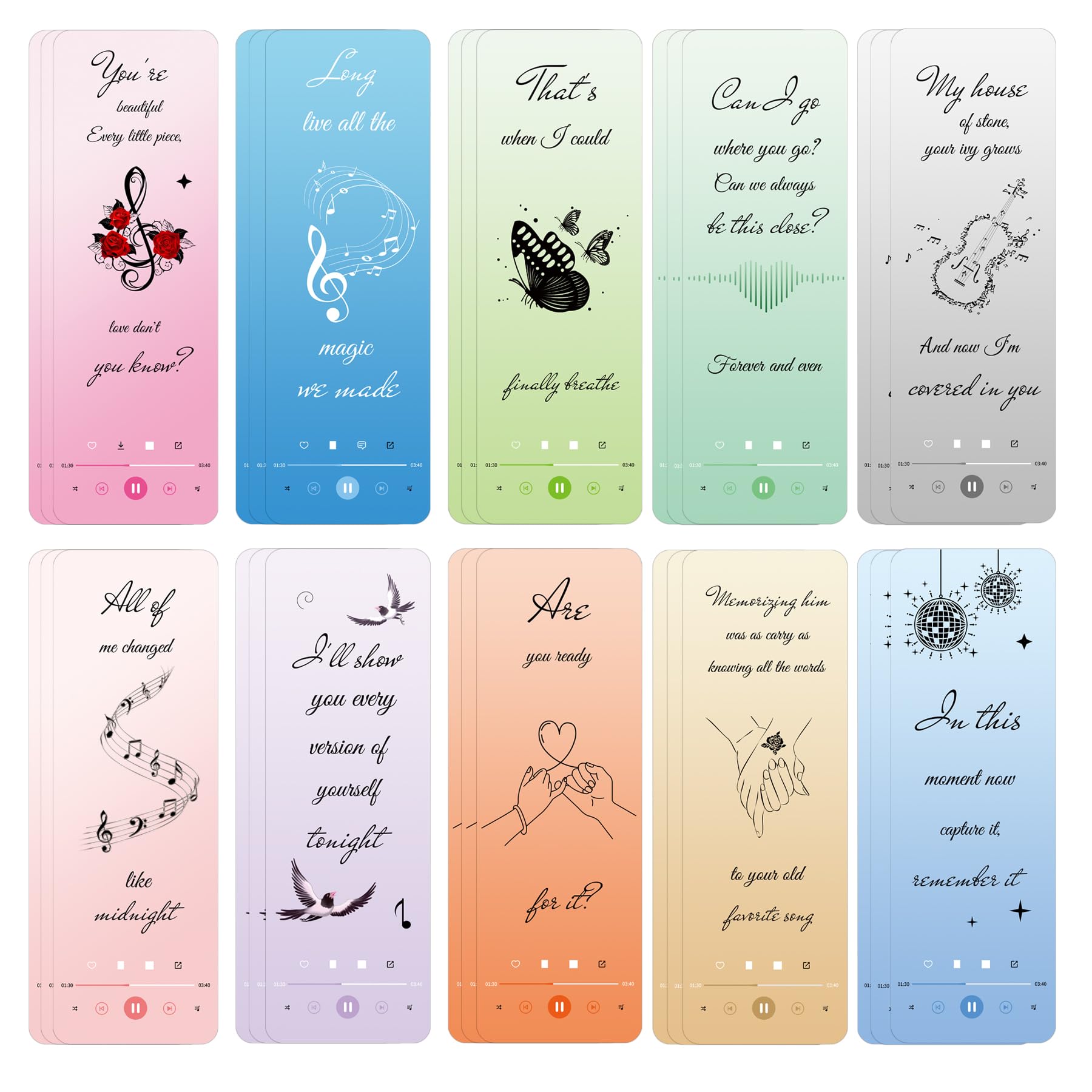 Music Inspired Bookmarks Fans Singer Book Marks Paper Album Quotes Gift Bookmarks or Book Lovers Adults Teacher Women Funny Reading Gift