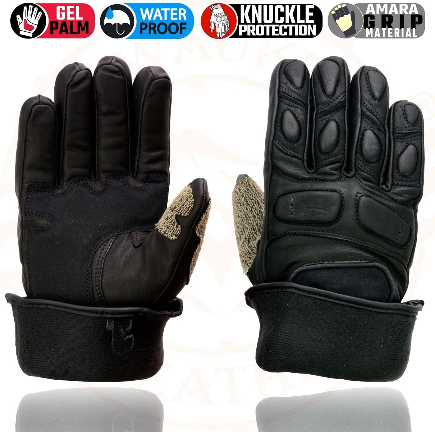 Milwaukee Leather SH814 Men's Black Leather Waterproof Gauntlet Motorcycle Gloves w/Textile and Leather