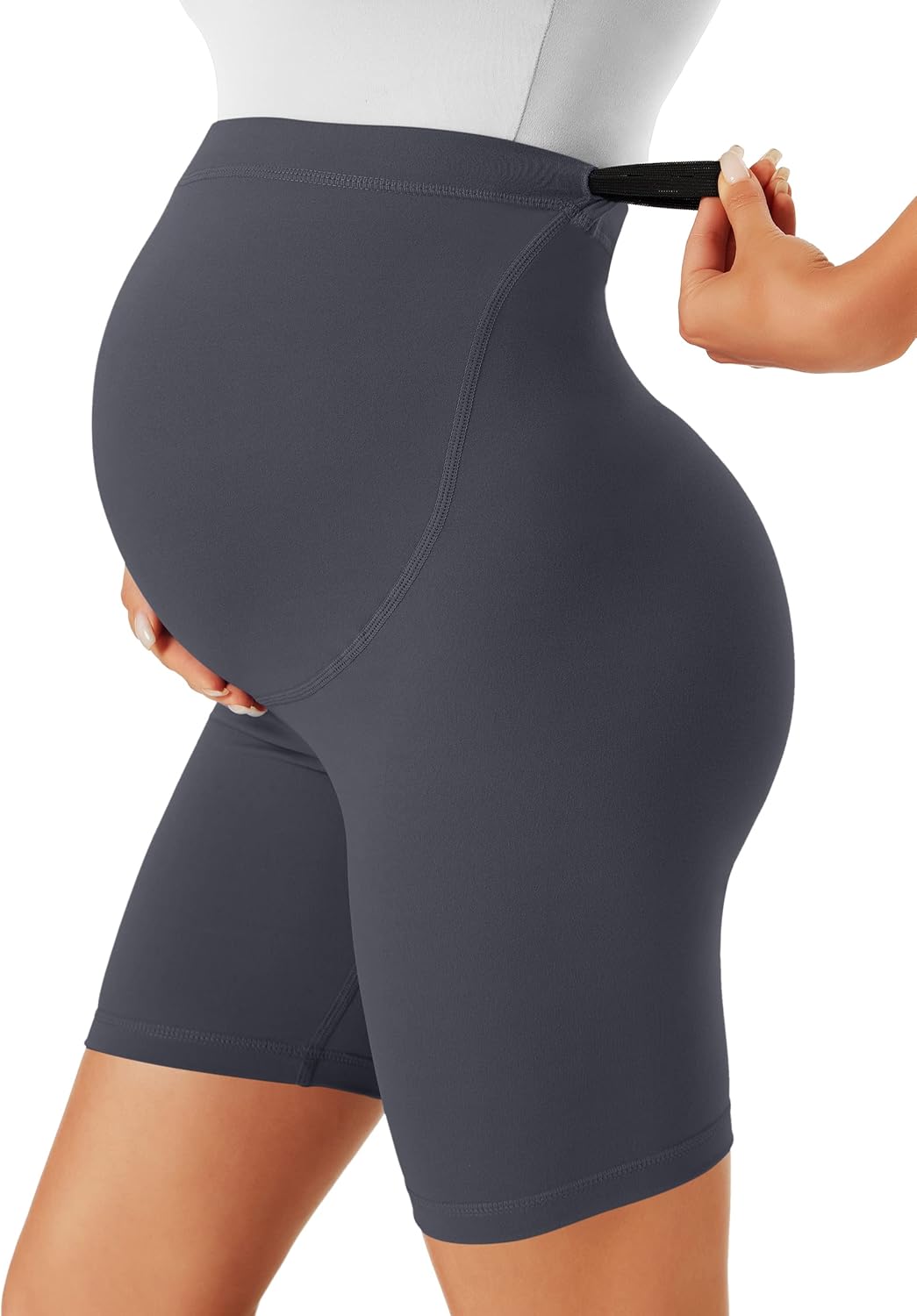 BONVIGOR Maternity Shorts Over The Belly - 5" Biker Workout Yoga Active Athletic Pregnancy Short Pants Lounge Pajama - Image 2