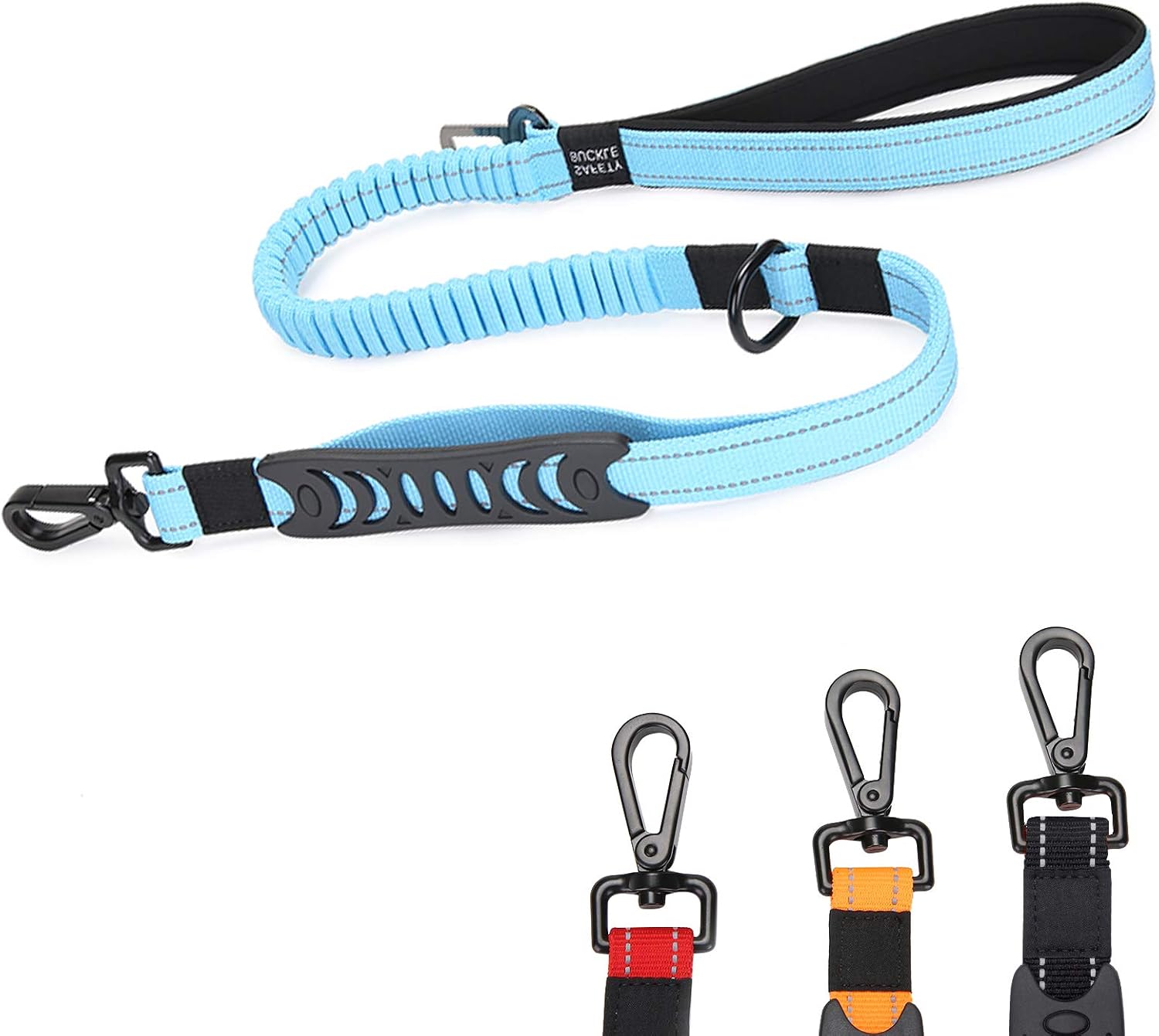 BELPRO Heavy Duty Dog Leash with Car Seat Belt Buckle for Large Dogs Up to 150lbs 4.5 Ft Reflective Dog Walking Training Shock Absorbing…