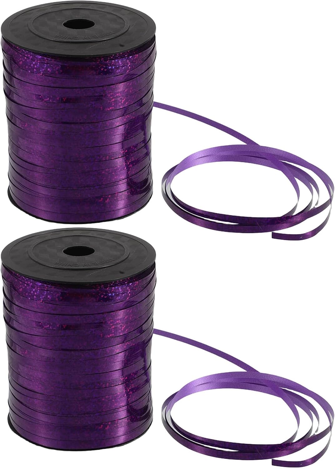 2pcs Holographic Purple Balloon Curling Ribbon 500 Yards Shiny Metallic Glitter String for Florist Supplies Wedding Party Decorations Wrapping