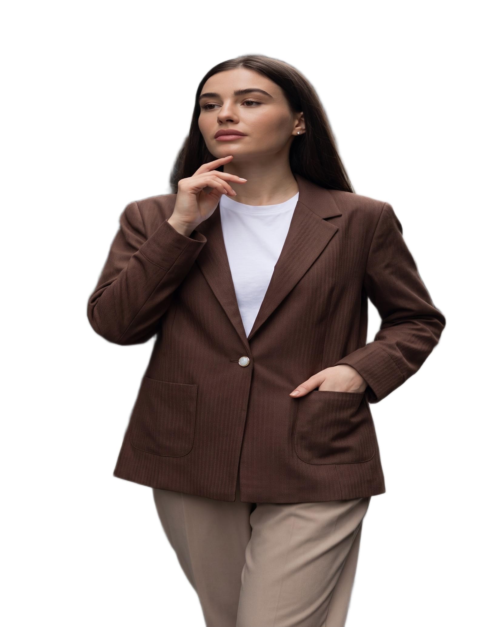 perfect productions Women's Brown Single-Breasted Casual Blazer Jacket-picture-35