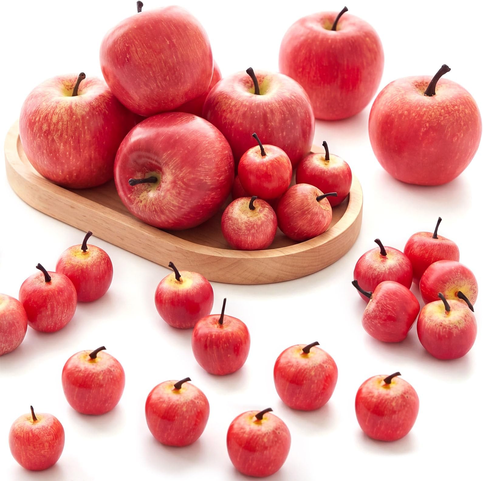 BigOtters Artificial Red Apples, 30PCS Fake Red Apples Lifelike Simulation for Home House Kitchen Table Basket Photography Party Decoration