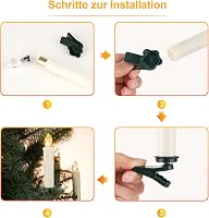 yunsheng Karácsonyi LED Gyertyafüzér - 20 db Elemes, Távirányítós, Időzíthető, Vízálló Fényfüzér Karácsonyfa Dekorációhoz, Meleg Fehér Fénny 6