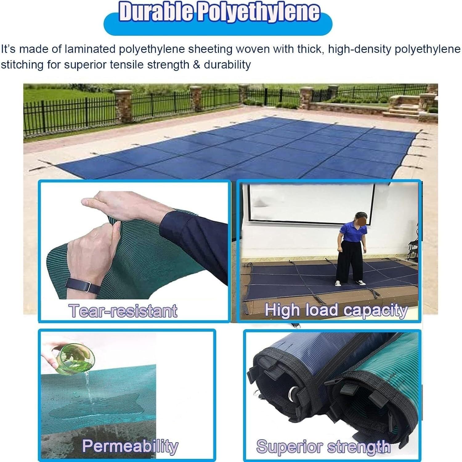 Okrągłe przykrycie na basen - zimowe zabezpieczenie basenu o długości od 33 stóp do 3 stóp(Blue,Dia 7ft/2.1meters)