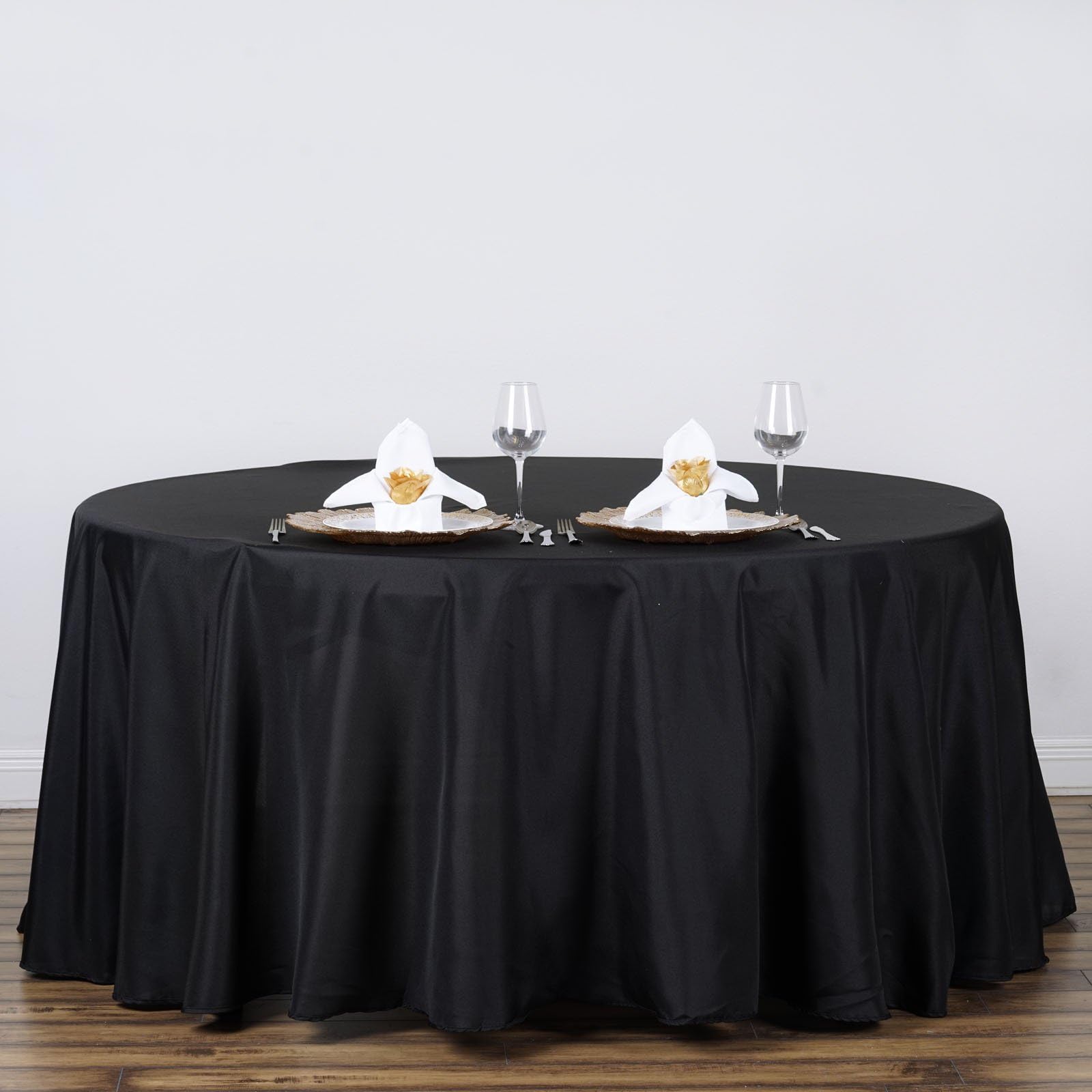 Balsa Circle 10 pcs 120 inch Black Round Tablecloths Fabric Table Cover Linens for Wedding Party Polyester Reception Banquet Events Kitchen Dining