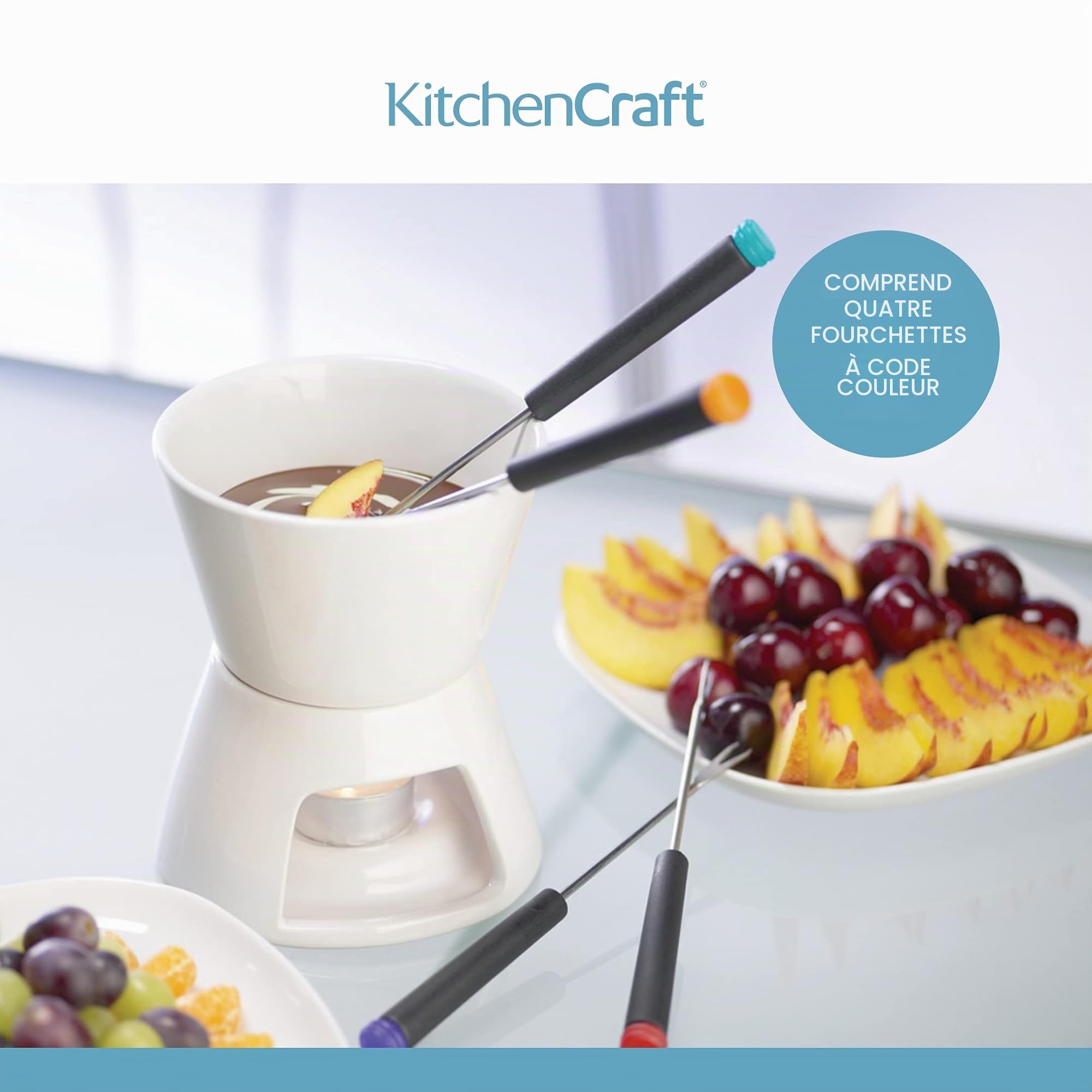 KitchenCraft Chocolate Fondue Set with Ceramic Pot