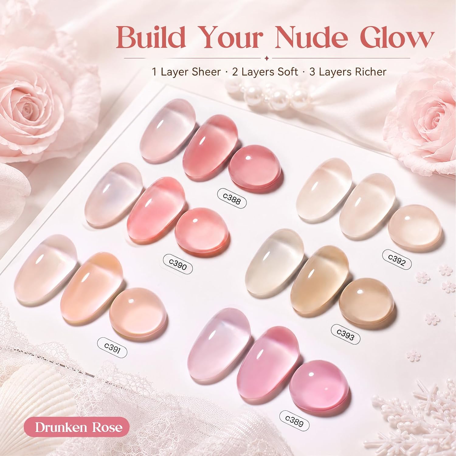  Nude  Nail  Set, 6 Colors Nude Pink Brown Neutral Jelly thumbnail