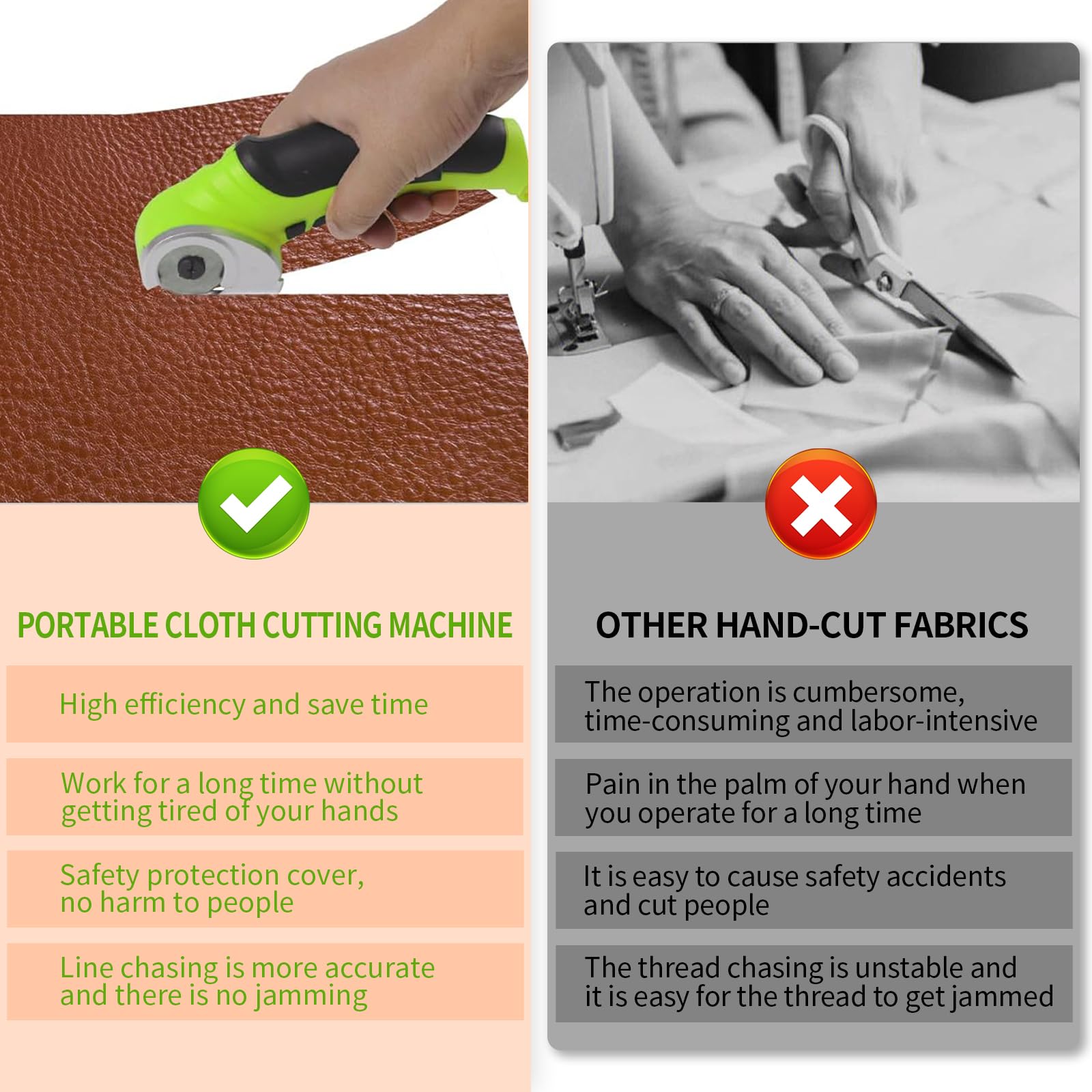 Ciseaux Électriques Sans Fil avec Lame, Coupe-Rotative per Tissus et Textiles, Mini Cutter Couture avec Batterie Intégrée, Couper Tranchantes pour Tapis, élagage, Plastique, Carton, Cuir, Vert