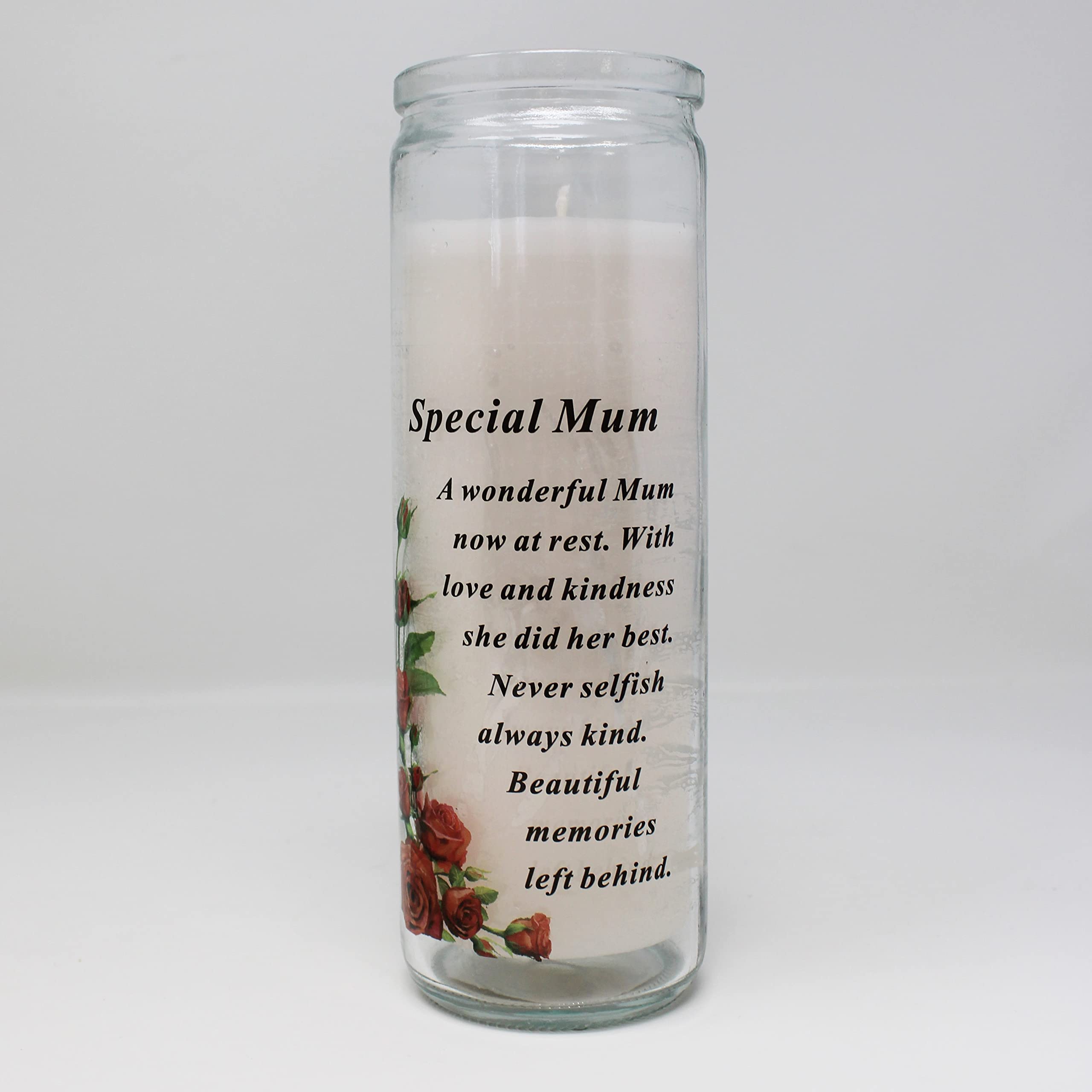 Gifts Direct 2 U White David Fischhoff Memorial Sentiment Graveside Glass Candle - Special Mum