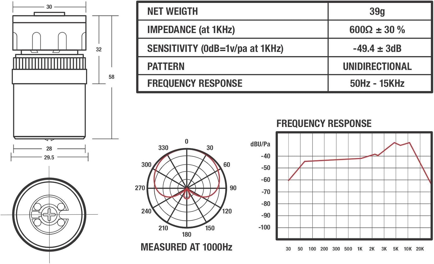 FEUR Professional Microphone Cardioid Dynamic Unidirectional Vocal (FU-629)