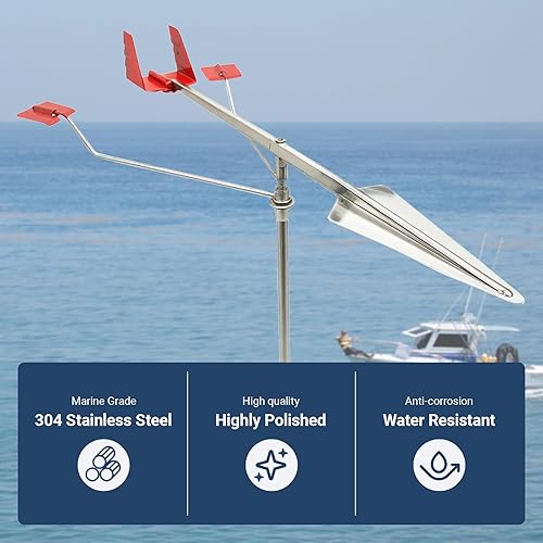Miniatura 3 de Indicadores de dirección del viento marino – Veleta de viento de mástil de vela, accesorios de hardware marino para yate, velero, basura, juego de 1