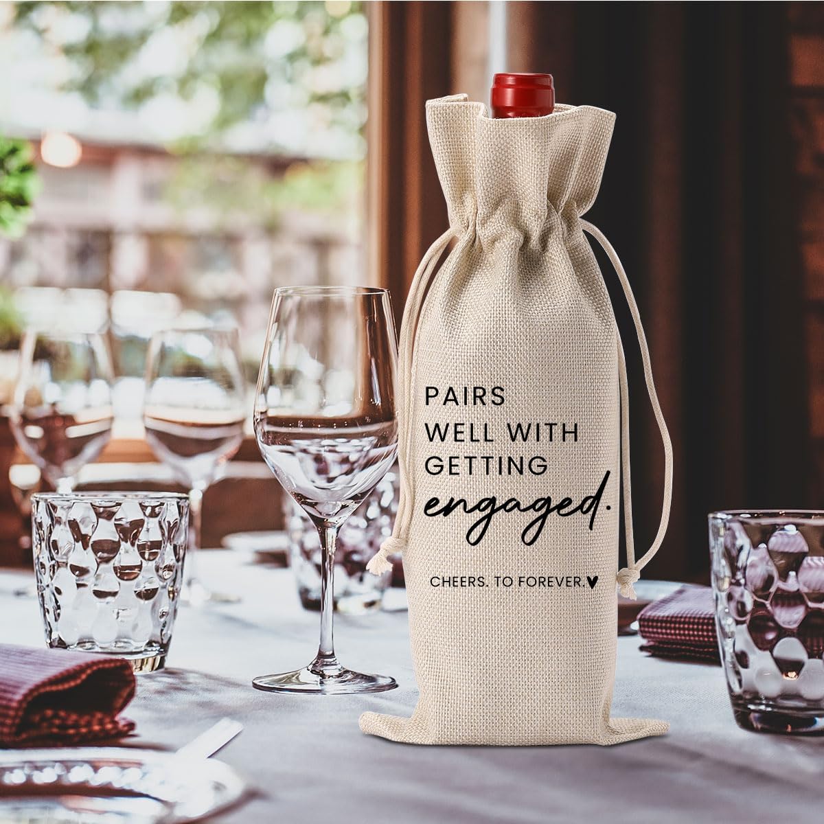 FBCCZEY 2pc Engaged Wine Bag Engagement Gifts for New Couples Her Engagement Party Decorations Pairs Well with Getting Engaged Wine Bottle Bag Champagne Bottle Wraps Bags - Image 4