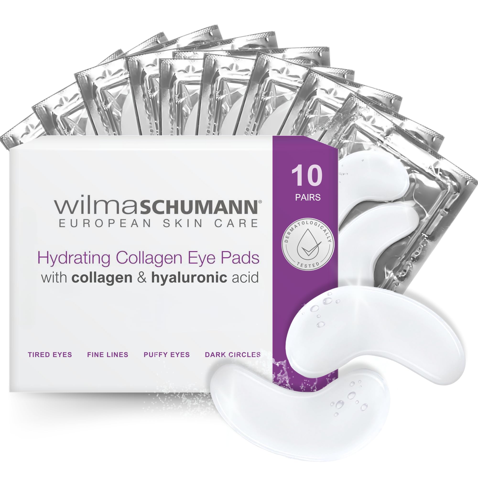 WILMA SCHUMANN Collagen Under Eye Patches Dark Circle Wrinkles Under Eye Mask Pack of 10