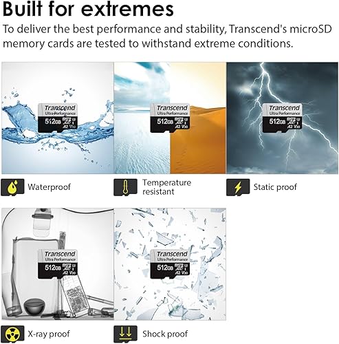 Miniatura 8 de Transcend Tarjeta micro SD microSDXC A2 V30 de 512 GB, hasta 160 MBs, para Nintendo Switch, GoPro, Steam Deck, ROG Ally, MSI Claw, DJI, Insta360,