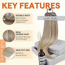 Full Shine Weft Hair Extensions Human Hair 22 Inch Sew In Hair Extensions Remy Straight Hair Weft Color 18 Ash Blonde Highlight 613 Bleach Blonde Real Human Hair Wefts Hair Bundles 105G