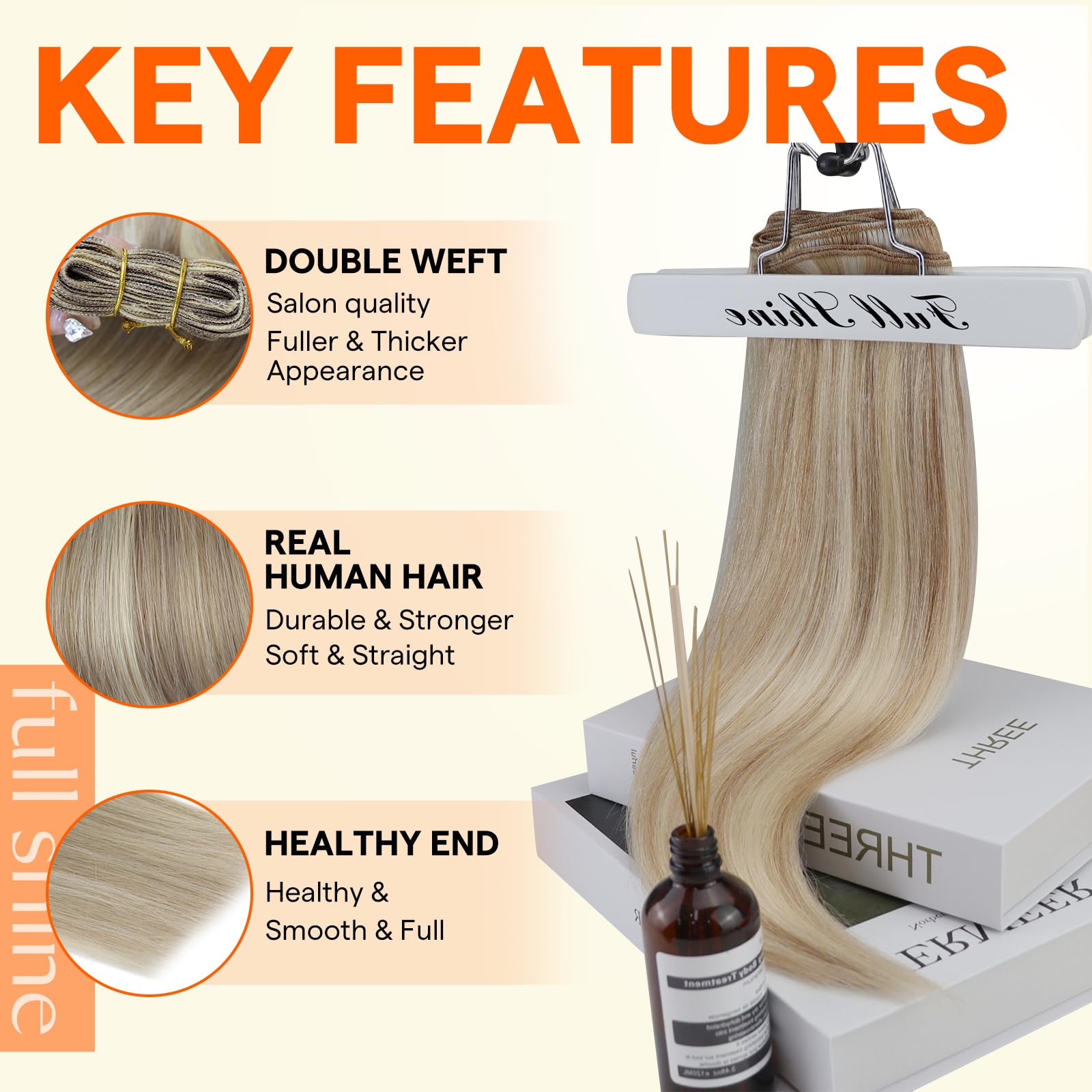Amazon.com : Full Shine Weft Hair Extensions Human Hair 18  display picture 1