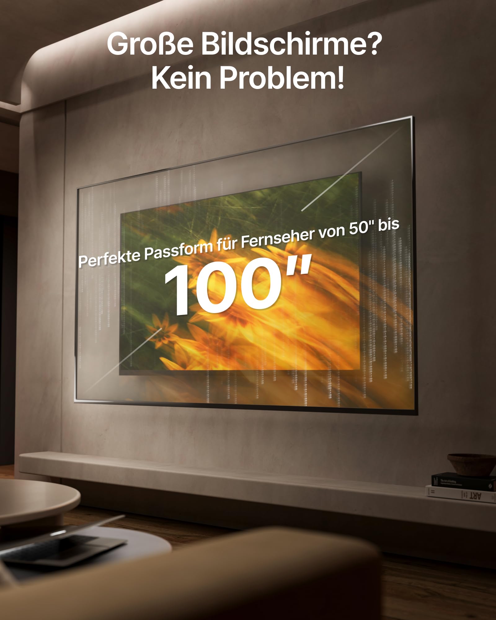 monTEK Ultradünn TV Wandhalterung für 50–100 Zoll LCD/LED/Plasma | Neigbar, Bis zu 100kg Tragkraft, Verstellbare Zugschnüre, Max. VESA 900x600