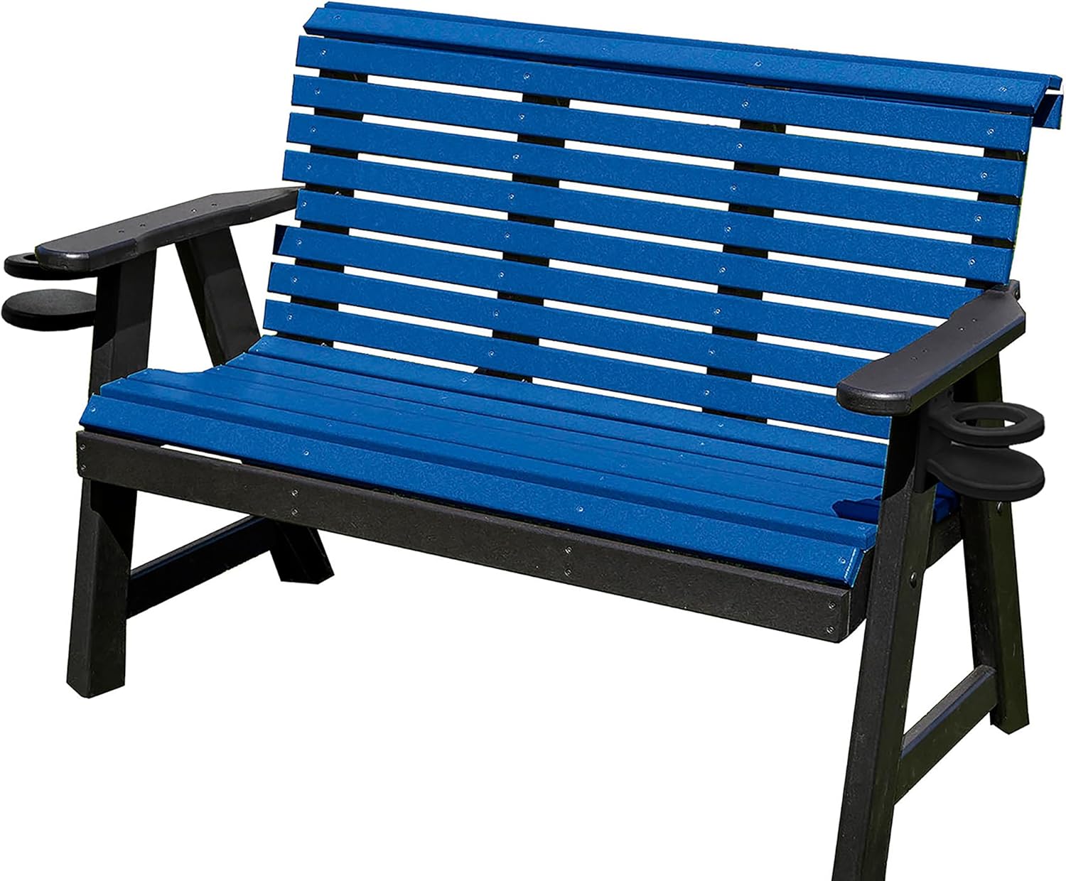 Amish Lancaster Series 3-Person 5FT Plastic Lumber Wood Bench Cupholders Made in USA HDPE No wood fibers Memorial Patio Outdoor Garden Porch Park Church Bench Signature design Rollback 800 lbs Limit