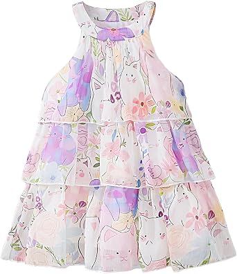 Toddler Girl Casual Halter Sleeveless Chiffon Summer Dress Ruffle Flowy Princess Sundress 4-8 Years