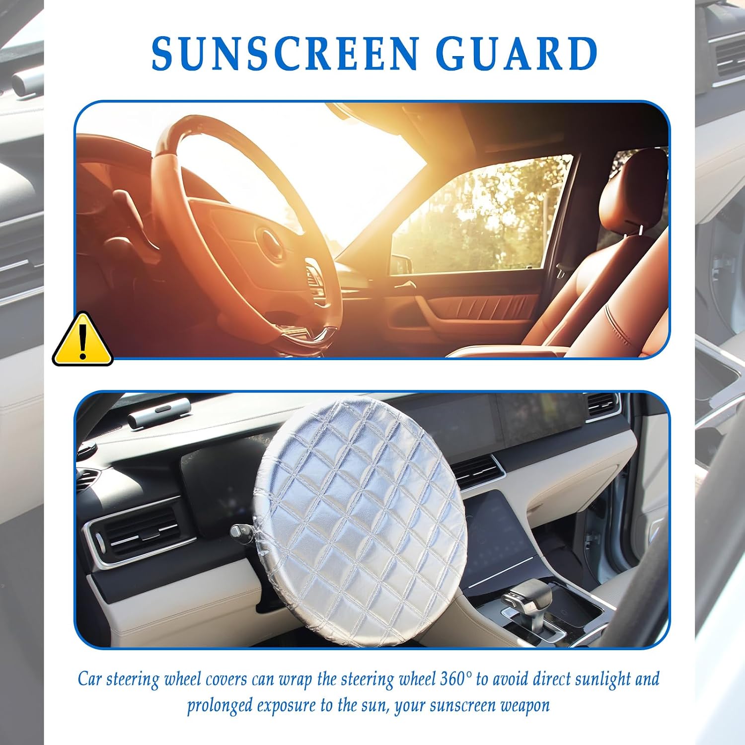 Car Steering Wheel Cover Sun Shade,Aluminum Film Car Wheel Cover for Thermal Insulation & Cooling,3-Layer Thickened Steeringwheel Covers Fits 15.75" Diameter Cars Steering Wheels (Aluminum Foil)