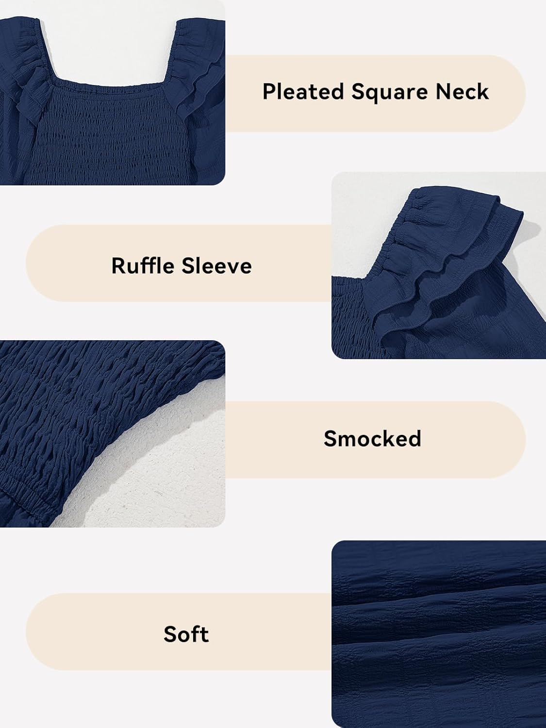 Girls Dresses with Tiered Ruffle Long Sleeve and Side Pockets, Smocked Fall Spring Dress for 6-13 Years - Image 5