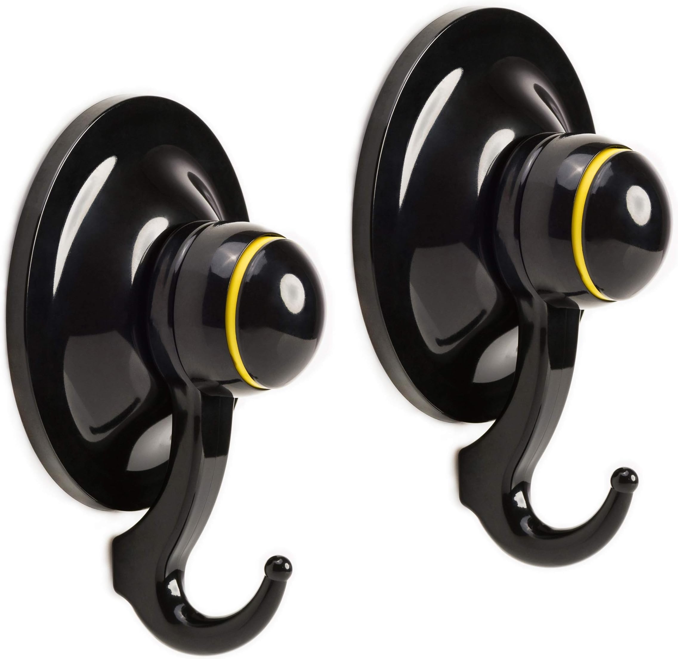 Qmagic Heavy Duty Suction Cup Hooks - Wall Vacuum Holder for Tile, Glass and Mirror -360° Rotation - Removable - Patented Design(Black, 2)