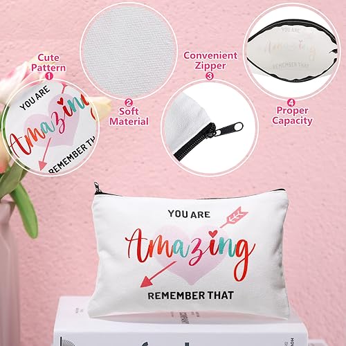 Miniatura 8 de Chunful 10 bolsas de cosméticos inspiradoras para niñas y mujeres, bolsa de maquillaje, regalos de amistad de cumpleaños para hija, hermana, You Are