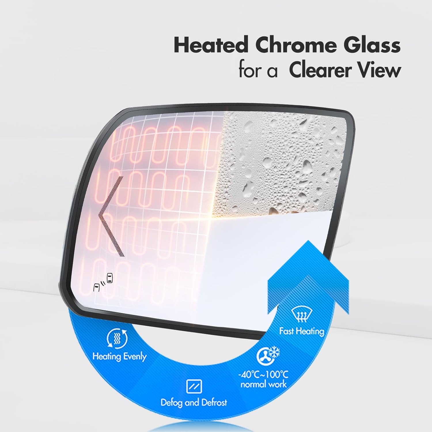 Driver Side Mirror Replacement for 2008-2017 Toyota Sequoia, 2007-2020 Toyota Tundra Mirror Glass - Left Side Tow Mirrors Power Heated with Turn Signal, Blind Spot Detection, and 7-Pin Plug