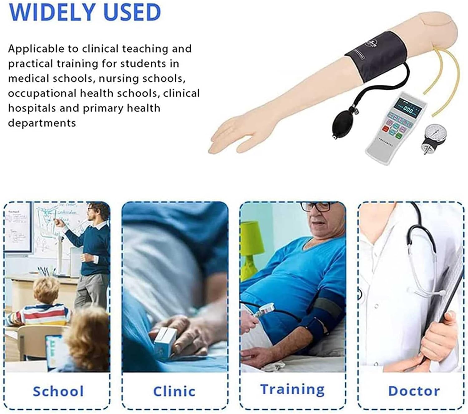 Advanced Blood Pressure Training Arm Simulator Model Simulator Practice Arm Model Blood Pressure Kit with Full Set Accessories for Nursing Training Teaching Education Supplies