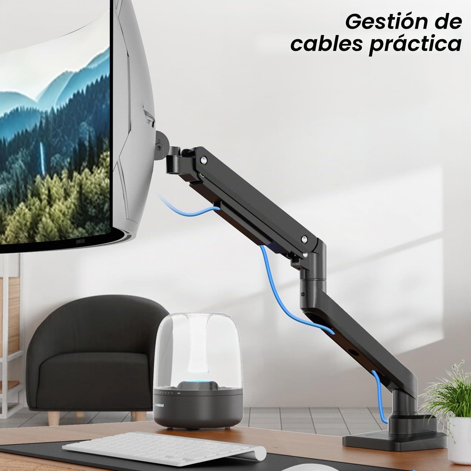 Soporte de Monitor para Pantalla Plana y Curvada de 17-49 Pulgadas, Robusto Soporte de Monitor de Gas con Altura Regulable con inclinaciones, Mayor Capacidad de Carga de 2 – 20 kg,VESA 75/100 mm