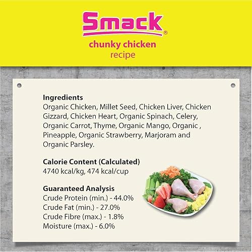 Miniatura 6 de Smack Pet Food - Alimento orgánico crudo deshidratado para perros, sin granos, sin gluten, alimentos crudos para perros (pollo grueso, 8.8 onzas)