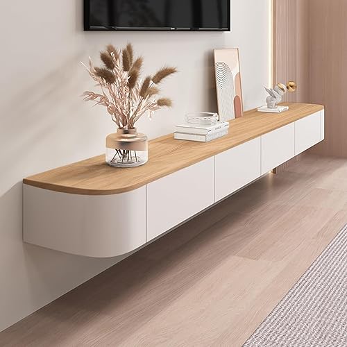 Floating TV Stand - Wall Mounted Media Console with 2 Drawer, Floating Entertainment Center TV Cabinet, Wall Mounted Audio/Video Shelf for Home Room (Wood, 62.99x7.87x9.45IN)
