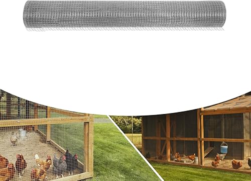 Miniatura 4 de Gdrasuya10 Red de tela de malla de alambre de 12 pulgada de 48 pulgadas x 50 pies, alambre soldado de acero galvanizado calibre 23 para valla de