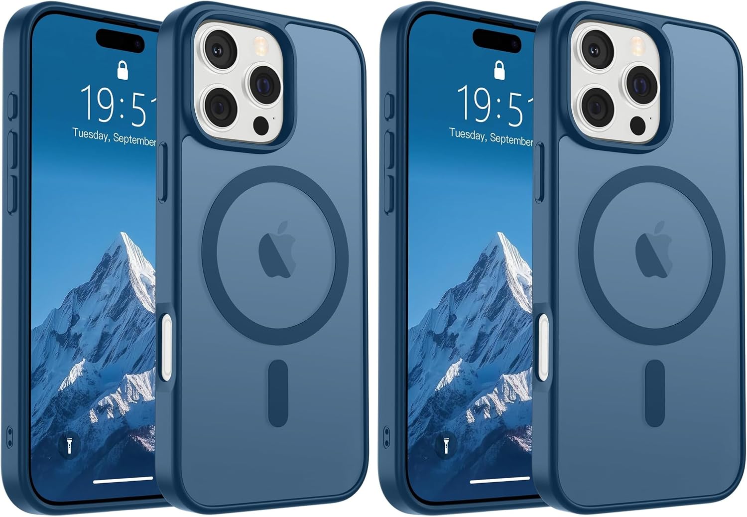 SUPFINE Magnetic for iPhone 16 Pro Case(Compatible with MagSafe)(Military Grade Drop Protection) Slim Translucent Matte Shockproof with Anti-Fingerprint Phone Case,Deep Blue (Pack of 2)