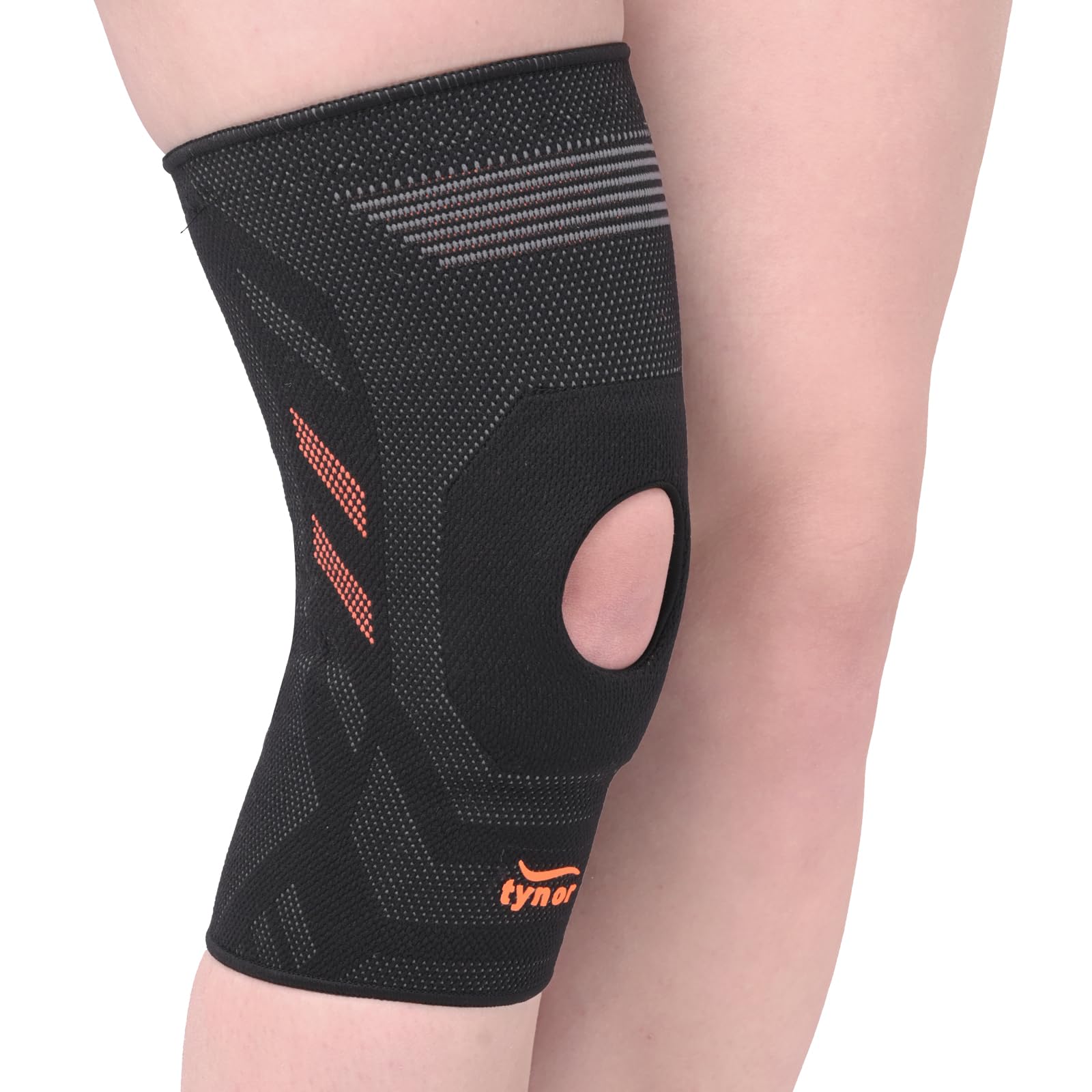 TYNOR Knee Cap Air Open Patella | Neoprene Support for Pain Relief & Comfort for Men & Women | Breathable Compression Sleeve for Gym, Exercise, Workout & Running (Black & Orange, Medium, 1 Unit)-image-33