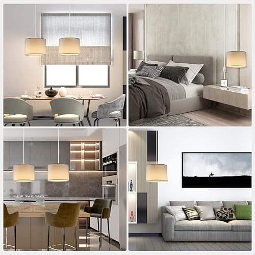 Miniatura 5 de Lámpara colgante enchufable, lámpara colgante de 15 pies con cable de enchufe, interruptor de encendido/apagado, iluminación colgante con pantalla