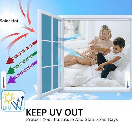 Miniatura 6 de Bloss Película opaca para ventana, privacidad diurna, 100% bloqueo de luz UV, no adhesiva, extraíble, para el hogar y la oficina, negro oscuro,