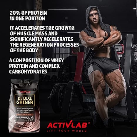 Activlab Mass Gainer Powder - Carbohydrate Protein Shake with Whey Protein - 20 g Protein per Serving - for Sports Nutrition - 3000 g De Luxe Gainer - Chocolate