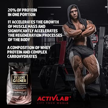 Activlab Mass Gainer Powder - Carbohydrate Protein Shake with Whey Protein - 20 g Protein per Serving - for Sports Nutrition - 3000 g De Luxe Gainer - Chocolate