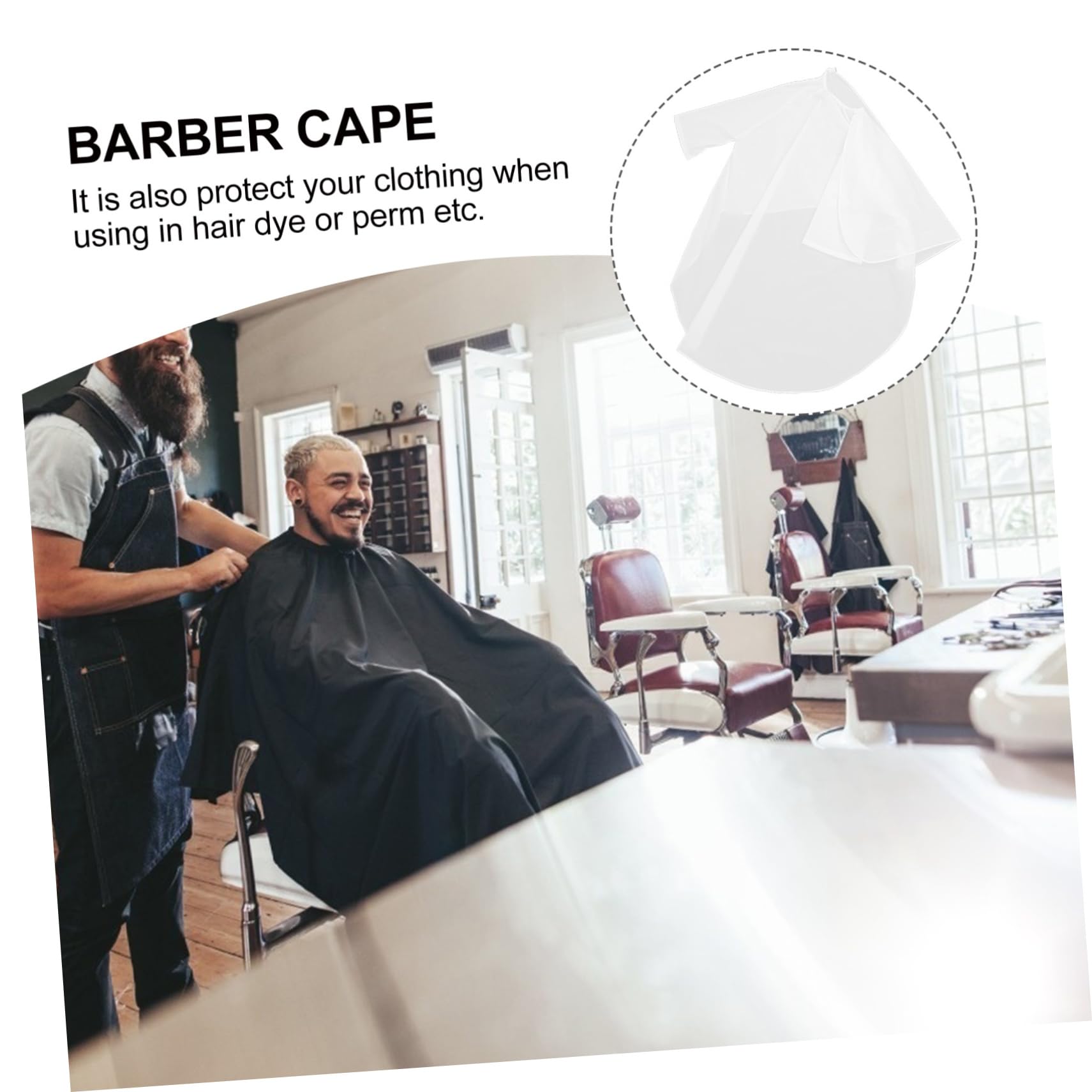 Baluue Friseurumhang mit Ärmeln, Oversized, Nylon TAFT, Weiß