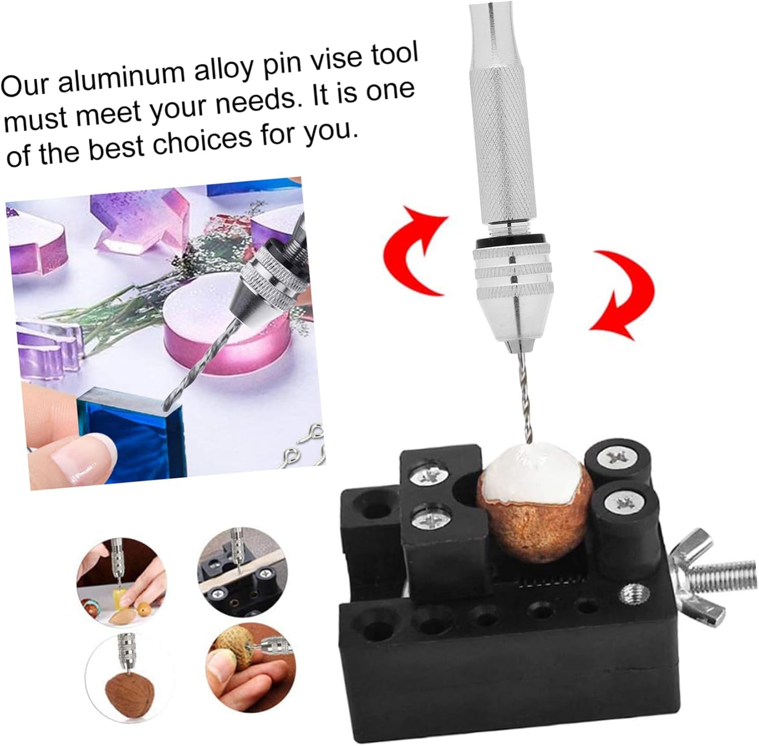 Aluminum Alloy Hand Drill with Pin Vise and Chuck for Jewelry Making Crafts and of Various Materials