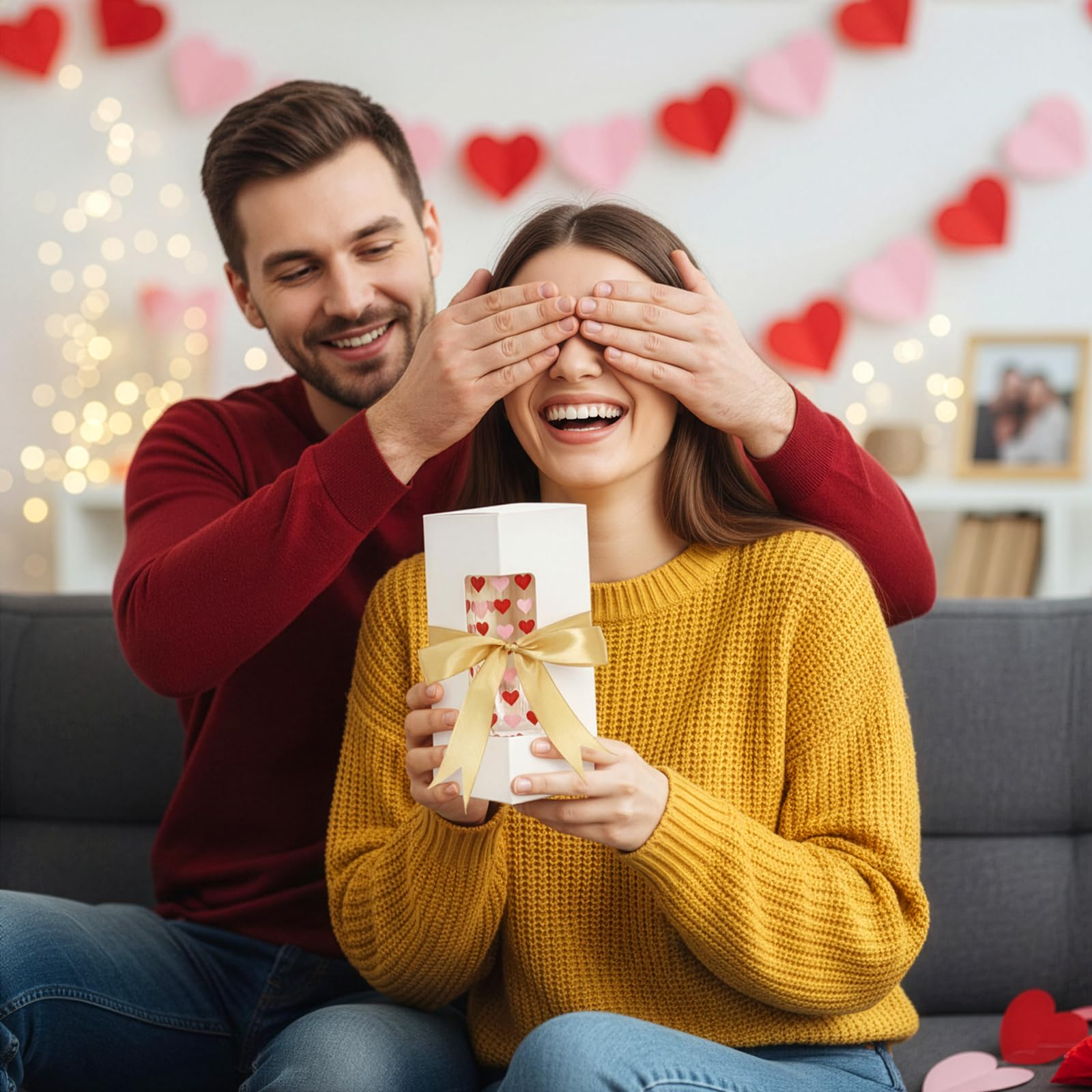 AVLA 50 Pack Tumbler Geschenkbox mit Band, 12 16 567g Sublimationsglas Ausstellungsboxen, Flaschenbecher Verpackungsboxen mit Fenster zum Verpacken Geburtstag Hochzeit Jubiläen Weihnachten