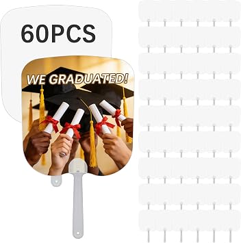 60 Pcs sublimation graduation fans blank 2026,Sublimation Fans Blank Double-Sided Sublimation Paddle Fan Blanks,Church Fan Handheld Set,DIY Hand Fan for Wedding for Guests and graduation decoration
