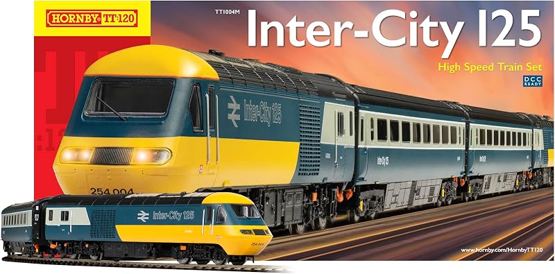 HORNBY TT:120 Train Set - TT1004TXSM Inter-City 125 High Speed Train Set | Sound Fitted Starter Electric Model Train Kits with App Control - Steam Engine Model Building, 1:120 Scale Model Train Gifts
