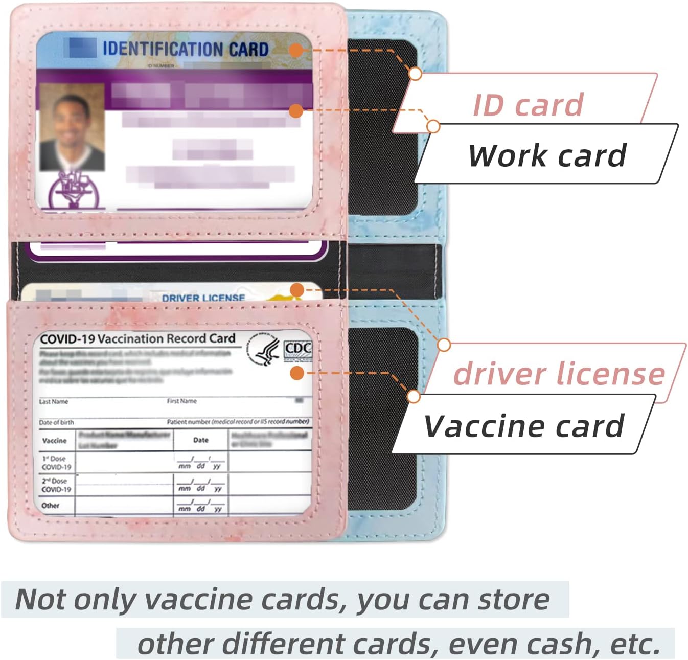Dadop 2 Pack Vaccine Card Holder CDC Vaccination Card Protector Cover Holder, 4 X 3 PU Leather Business Card Holders Immunization Record Card Holder Protector Wallet…